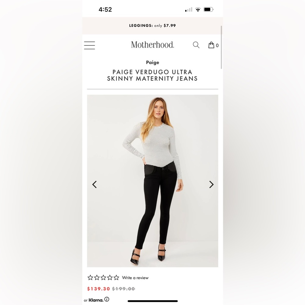 PAIGE Black Skinny Maternity Jeans